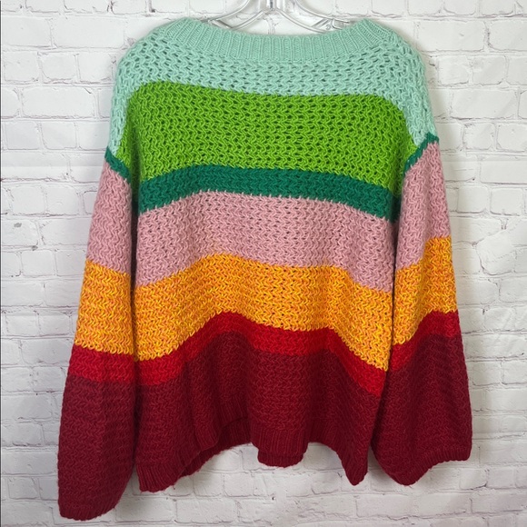 Farm Rio Oversized Rainbow Striped Sweater - Picture 7 of 13